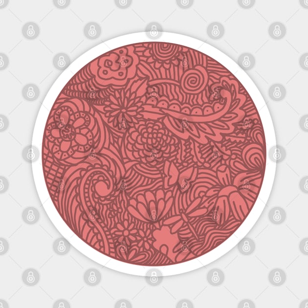 FLOWERS & CATS MANDALA RED Magnet by ulricartistic